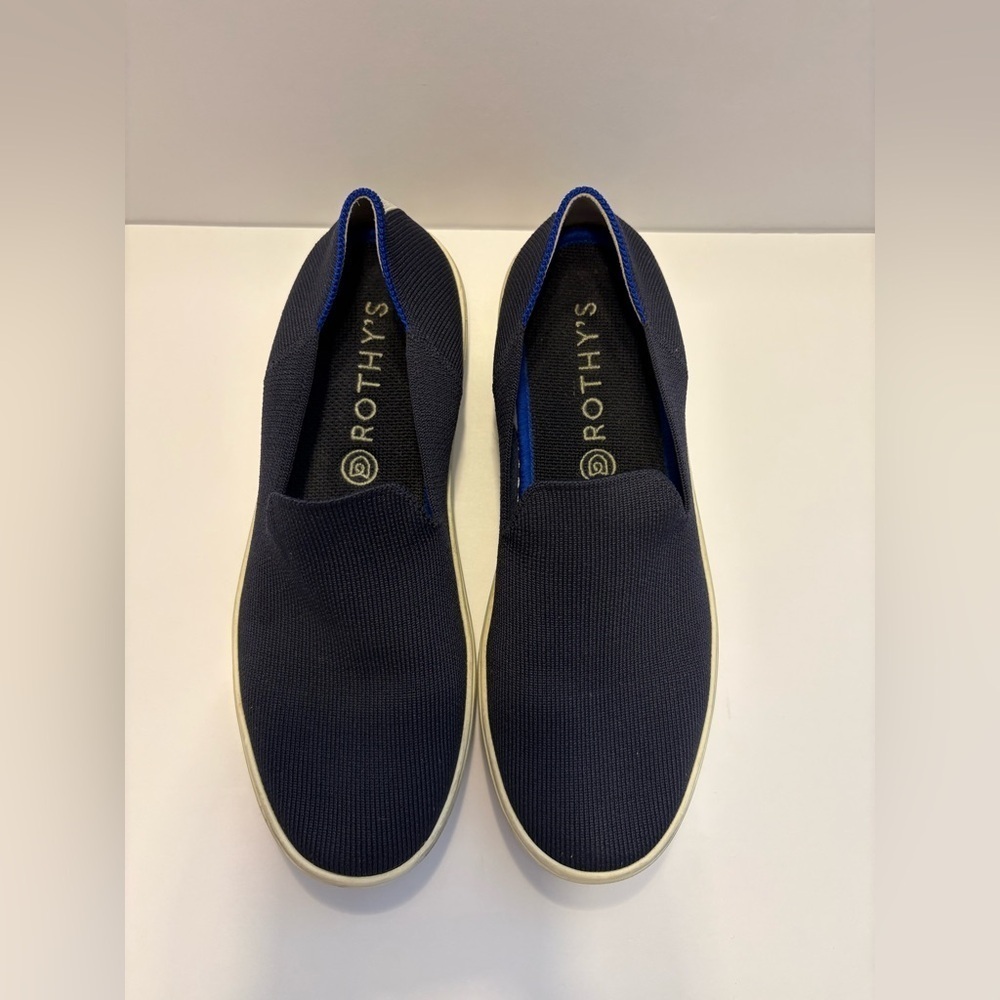 Rothy's The Original Slip On Sneakers Womens Size 8 Knit Fabric Comfort Navy